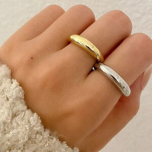 925 Sterling Silver Minimalist Ring Stackable Ring Band - Gold or Silver